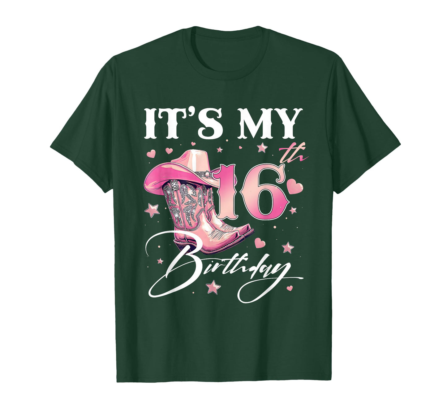 Cowgirl It's My 16th Birthday Western Linedance Boots Lover T-Shirt