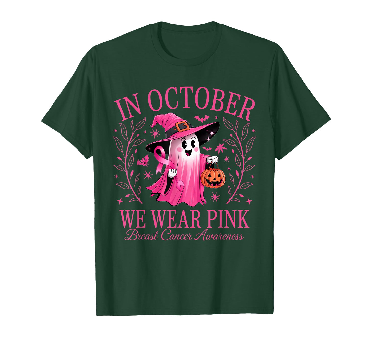 In October We Wear Pink Breast Cancer Awareness Halloween T-Shirt