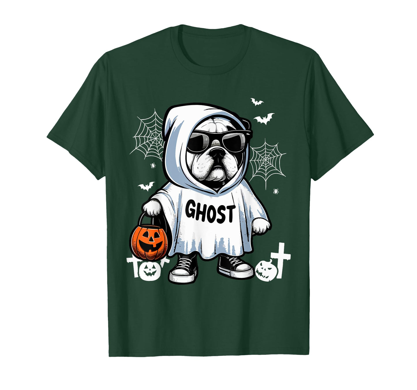 Ghost Halloween Bulldog Sunglasses Cosplay Boo Ghost Lover T-Shirt