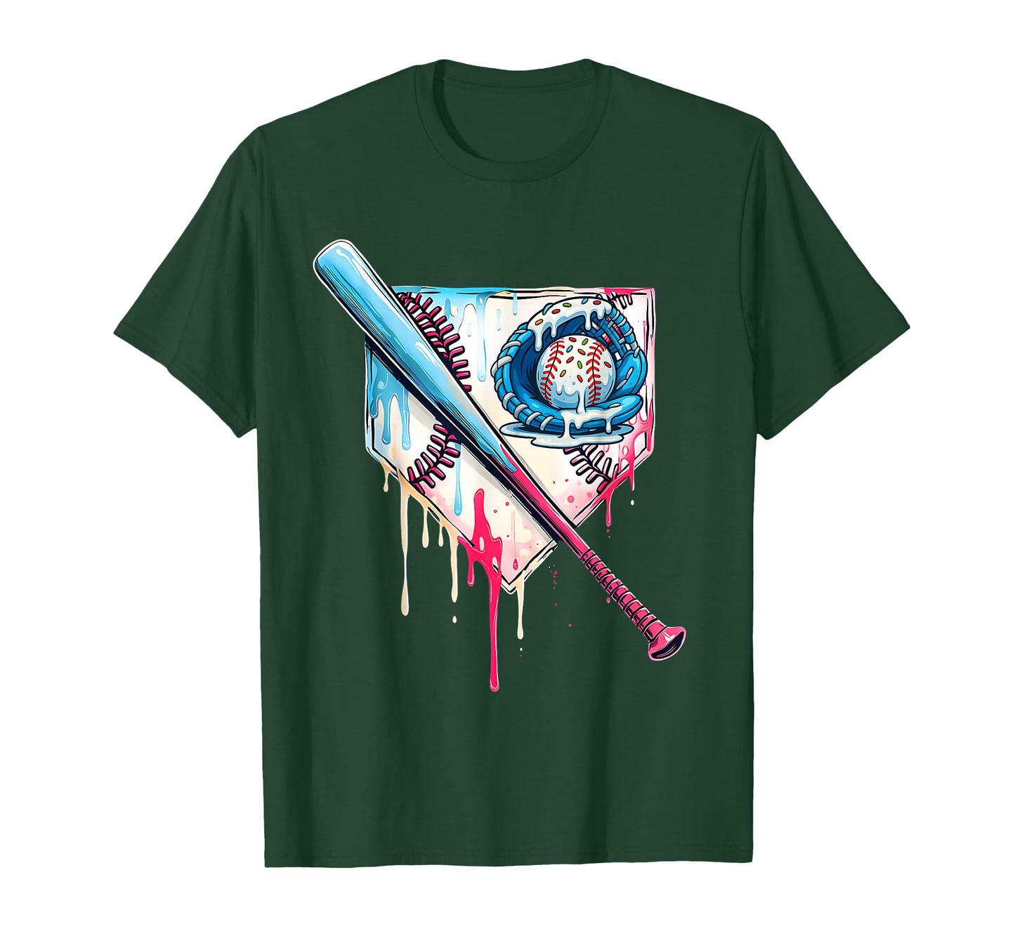 Baseball Home Plate Dripping Ice Cream Drip Youth Boys T-Shirt