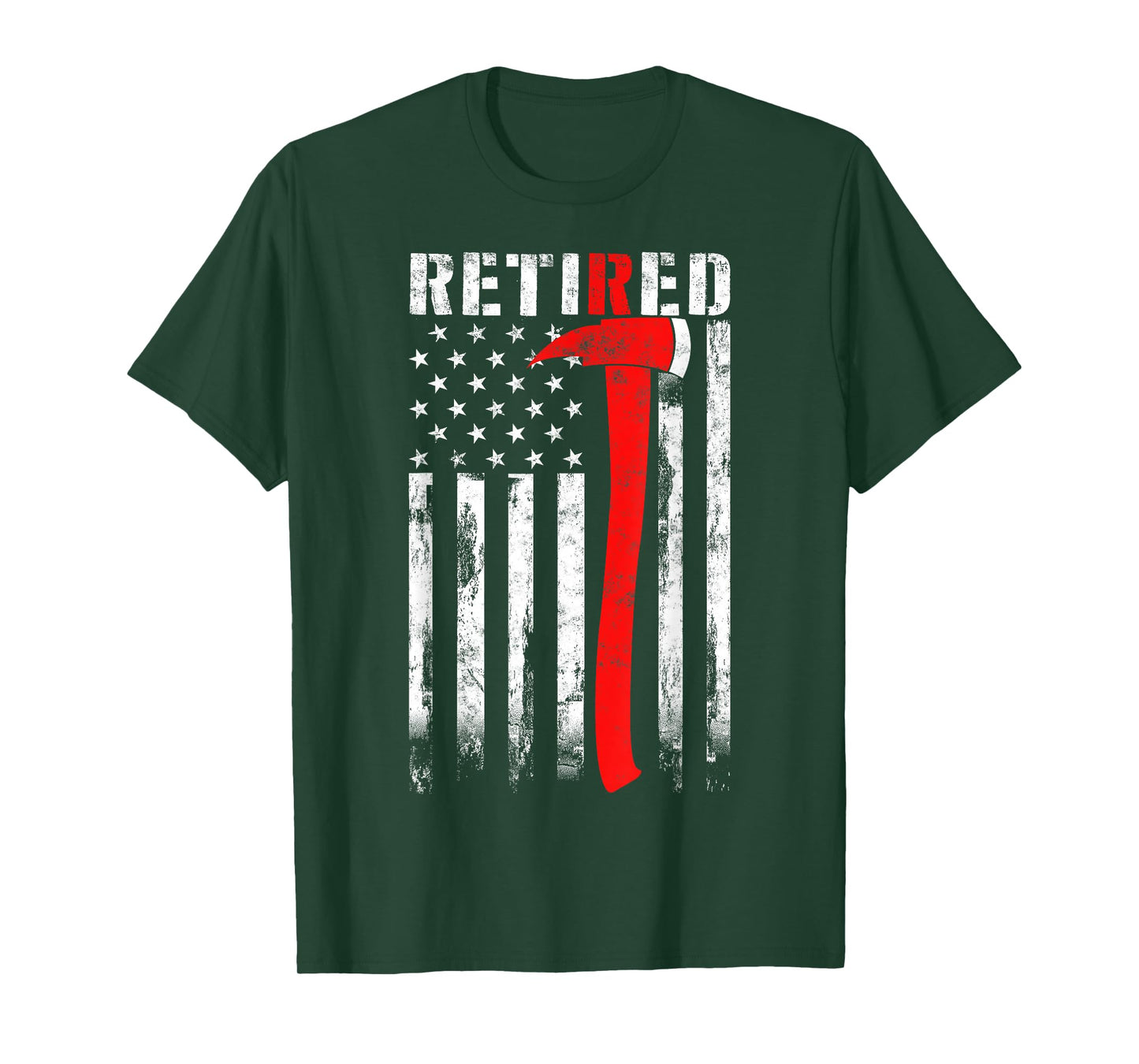Retired Firefighter Thin Red line Axe American flag Fireman T-Shirt