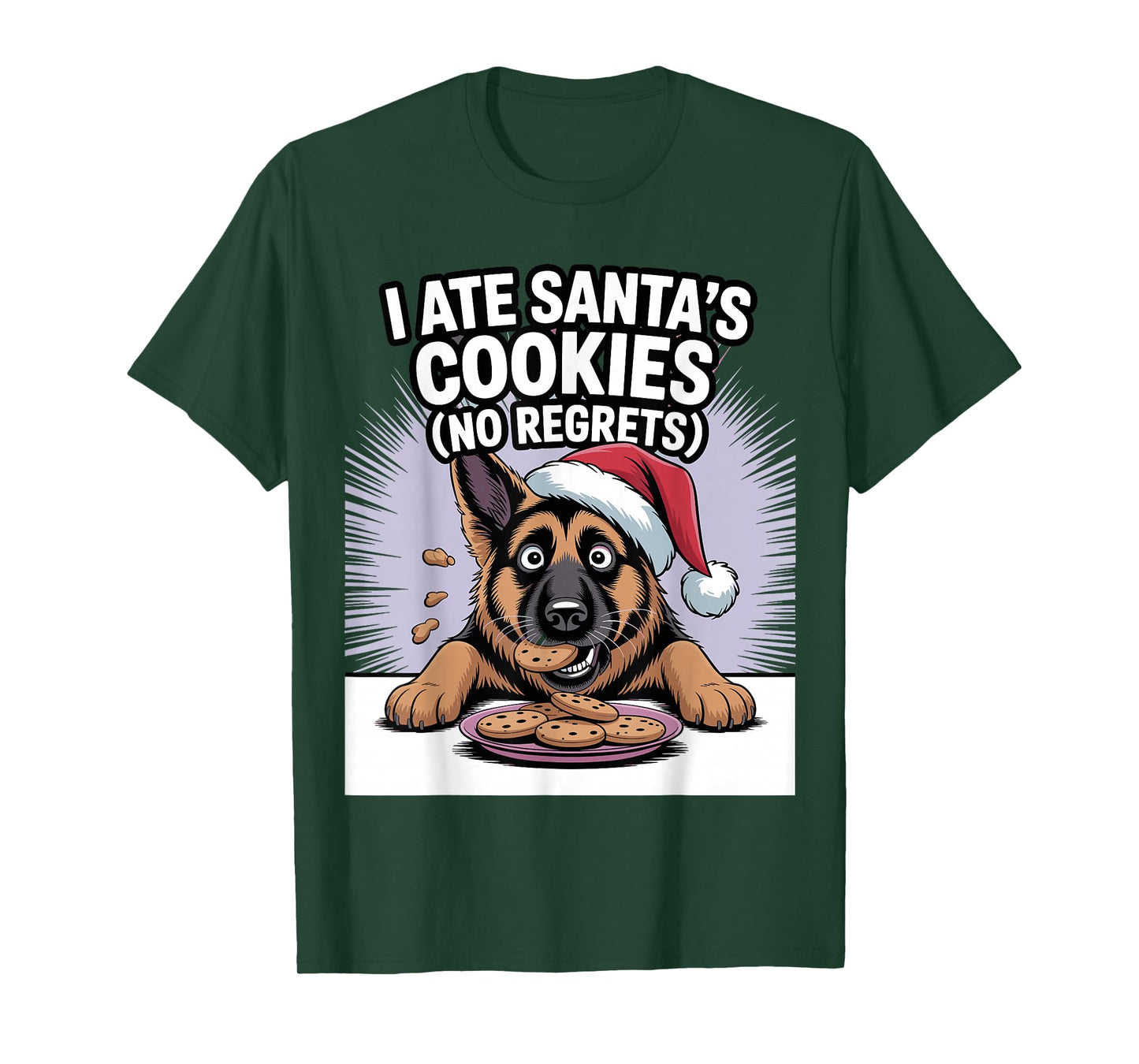 I Ate Santas Cookies Puppy Funny Christmas German Shepherd T-Shirt