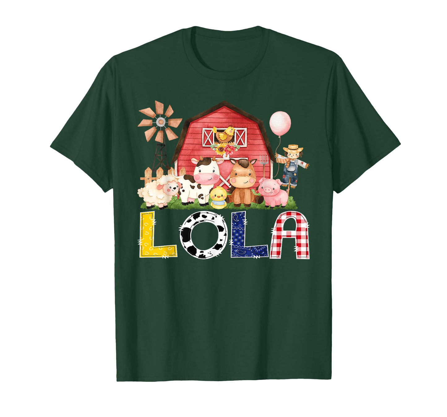Lola Of The Birthday Boy/Girl/Kids Red Farm Cow T-Shirt