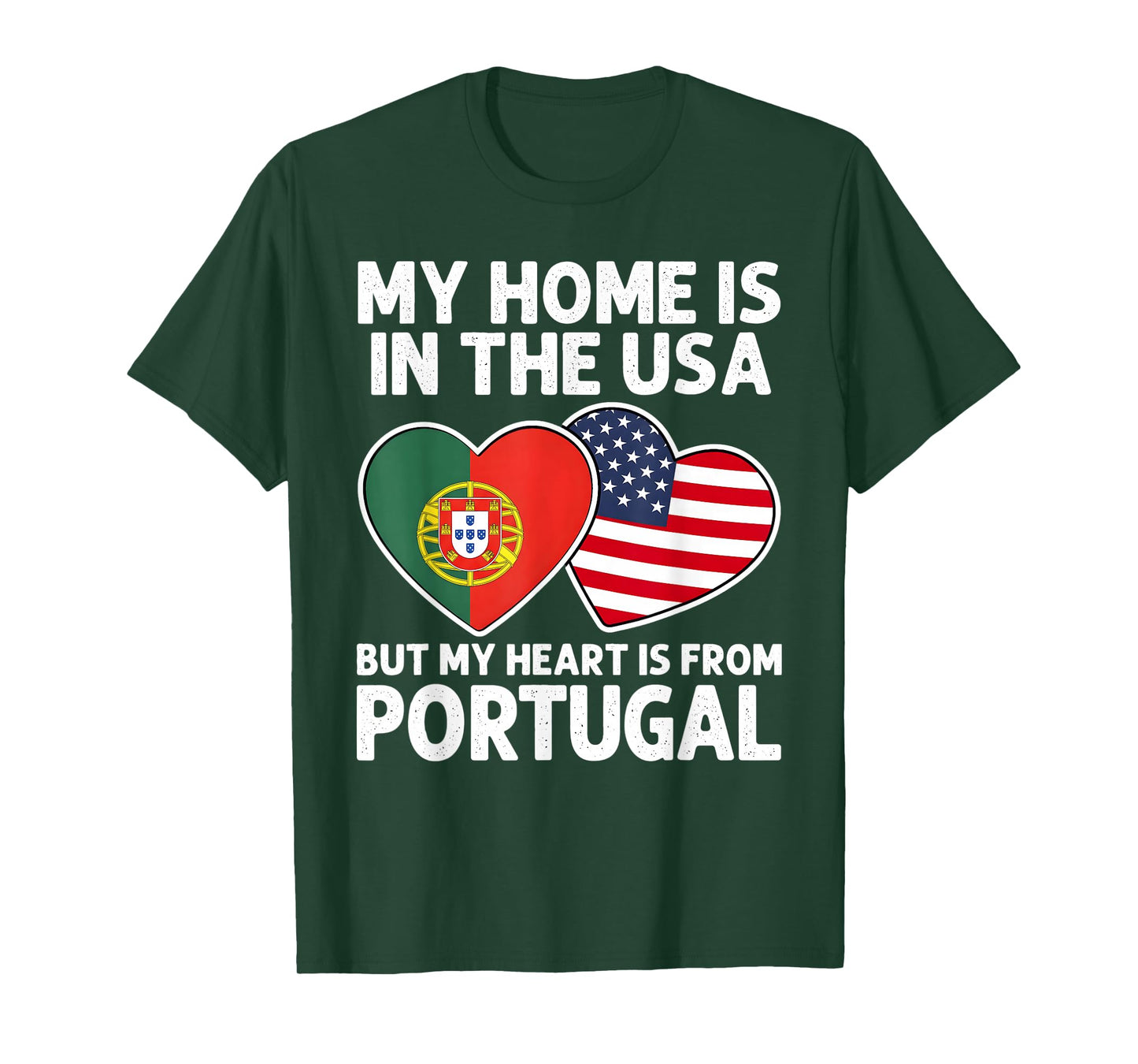 My Home USA My Heart Portugal Portuguese American Pride Flag T-Shirt