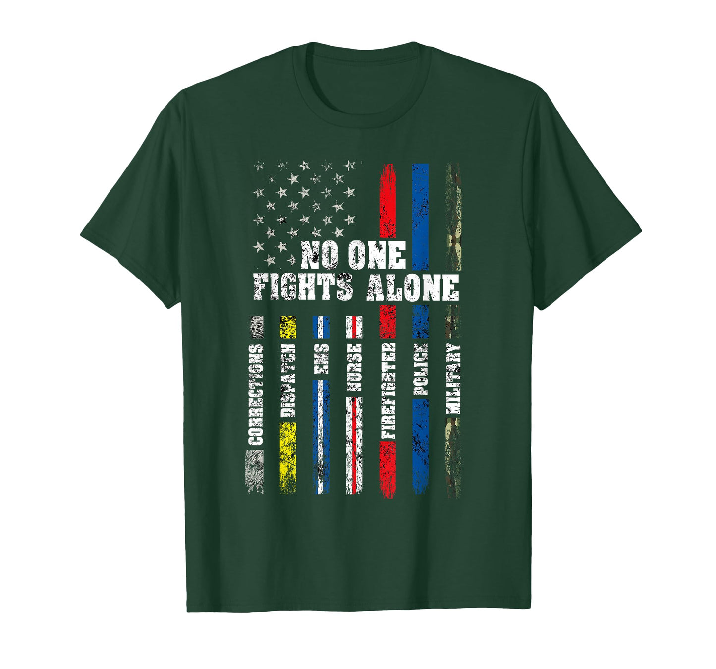American Flag Thin Line Police Fire Military Nurse Responder T-Shirt Small