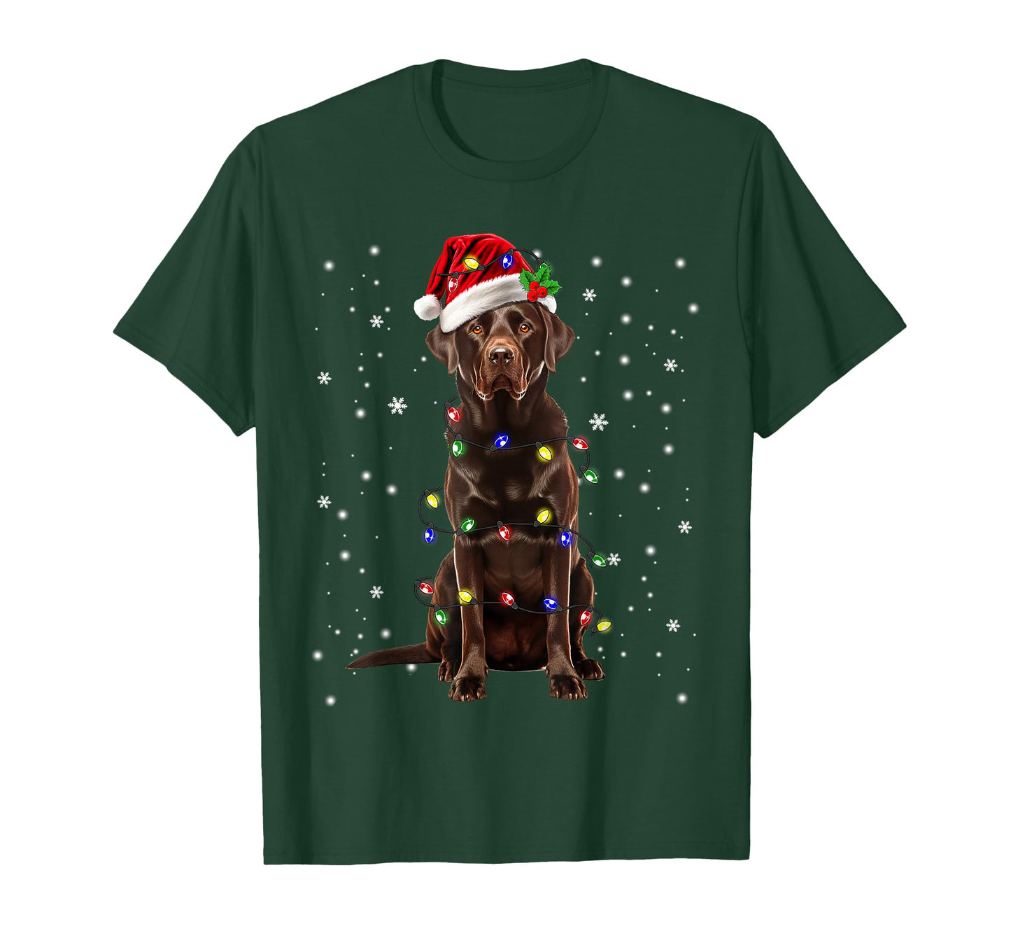 Chocolate Lab Labrador Christmas Funny Gifts Unisex-Adults, Unisex-Kids Black Small Modern Cartoon Graphic T-Shirt