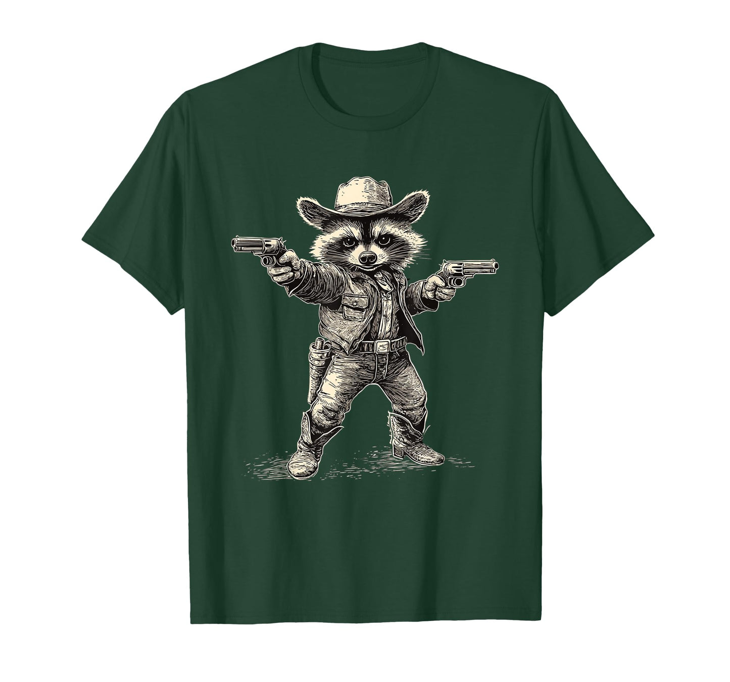 Vintage Raccoon Cowboy Cowgirl Trash Panda Western Country T-Shirt