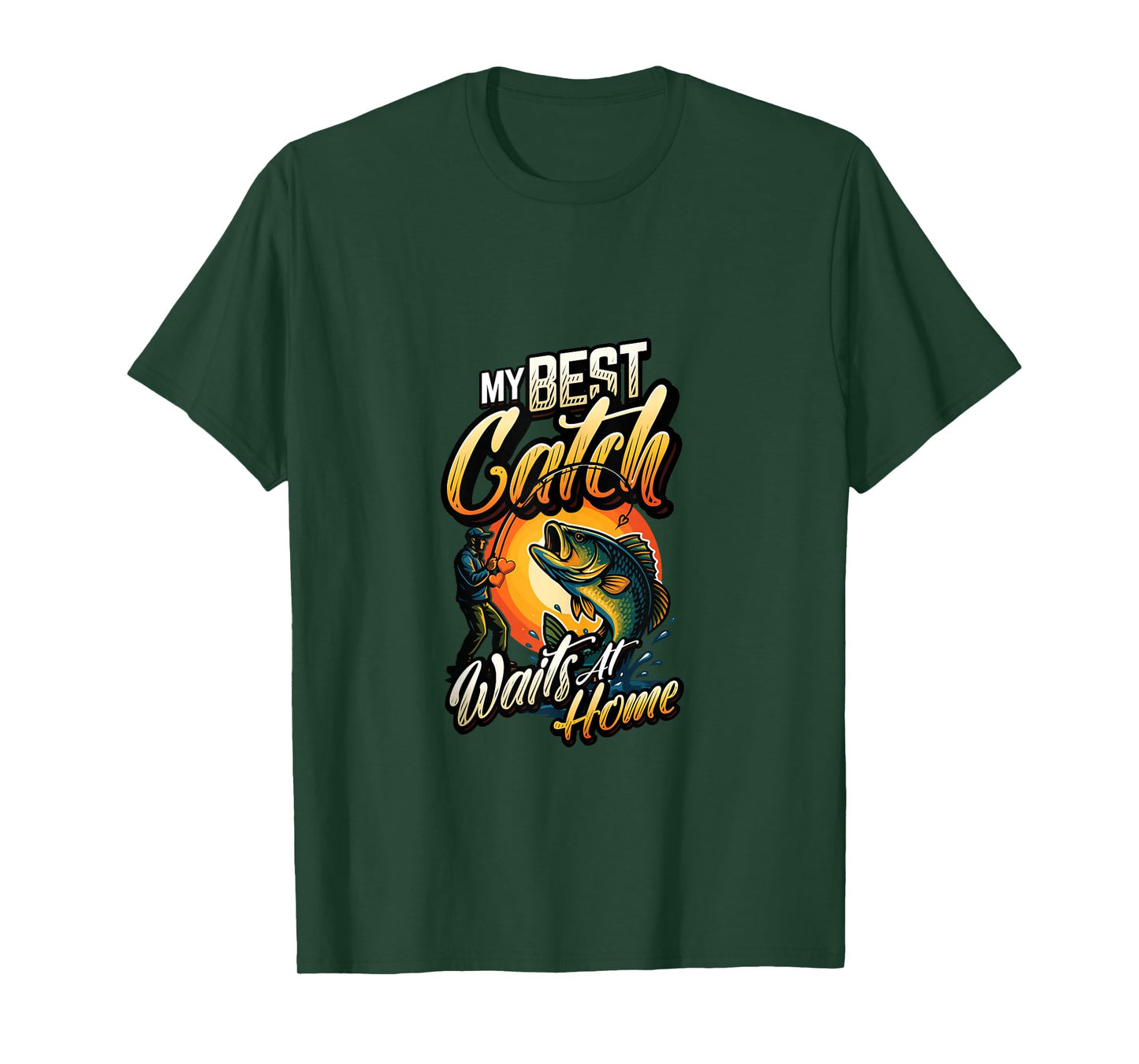 My Best Catch Waits at Home Funny Husband Fishing Tank Top