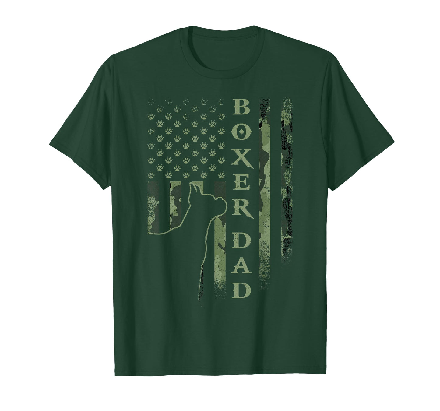 Vintage USA American Camo Flag Proud Boxer Dad Silhouette T-Shirt
