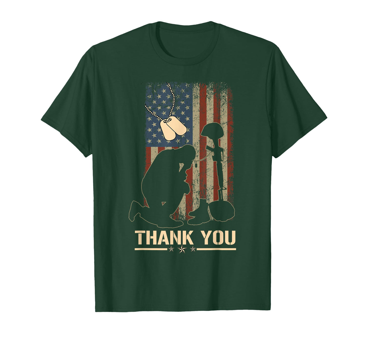 American Flag Thank You Veterans Military Appreciation T-Shirt
