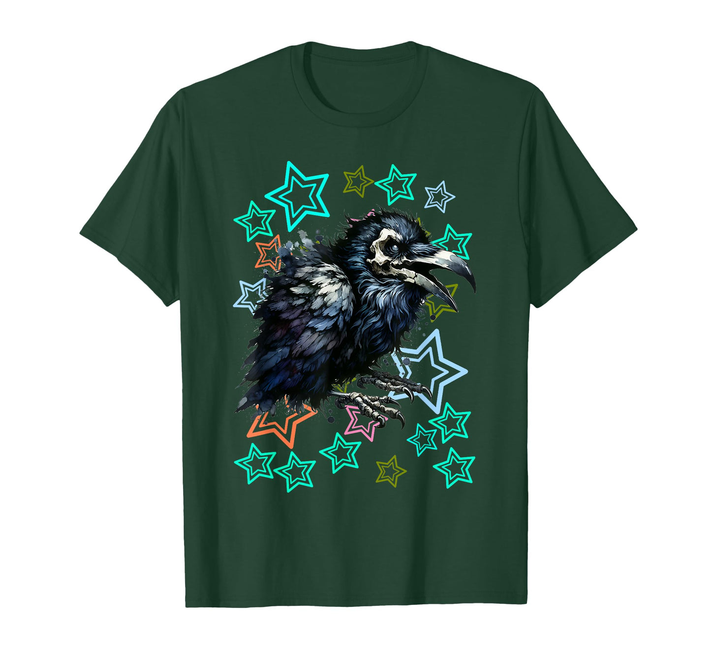 Retro 60s Crow 80s Crow Raven Halloween Bird T-Shirt
