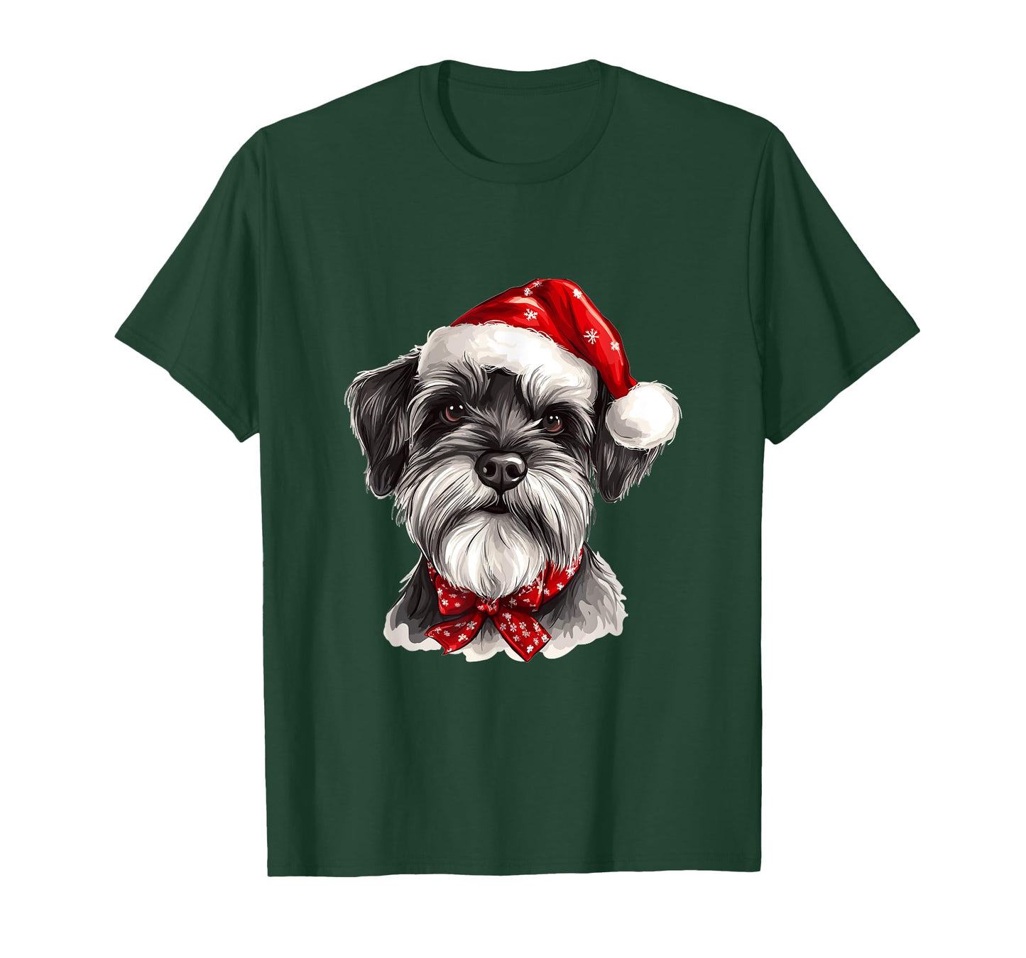 Cute Miniature Schnauzer Dog Christmas Merry X-mas Graphic T-Shirt