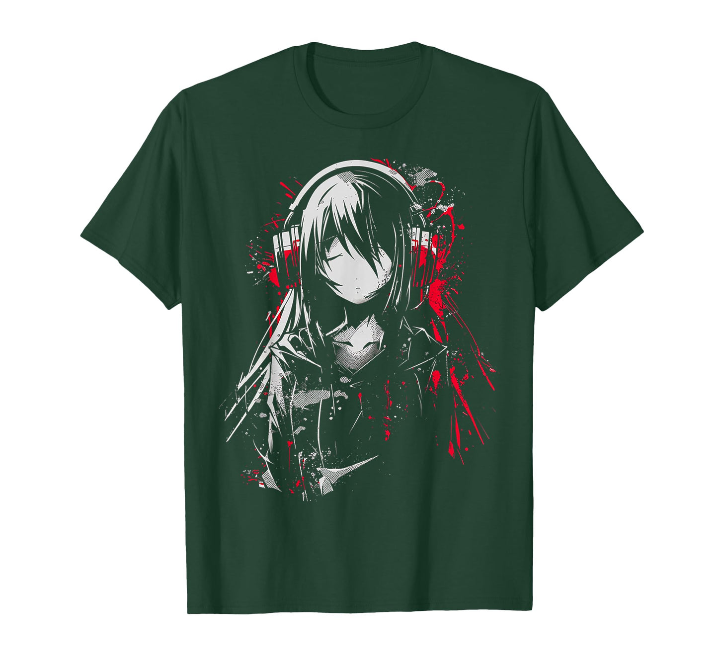 Anime Manga Motif Headphone Artwork Anime T-Shirt