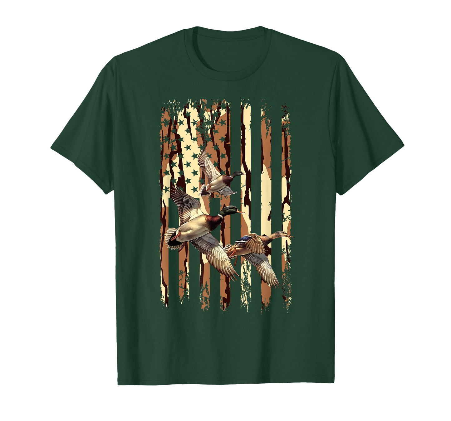 Duck Hunt American Flag Waterfowl Hunting Bottom lands Camo T-Shirt