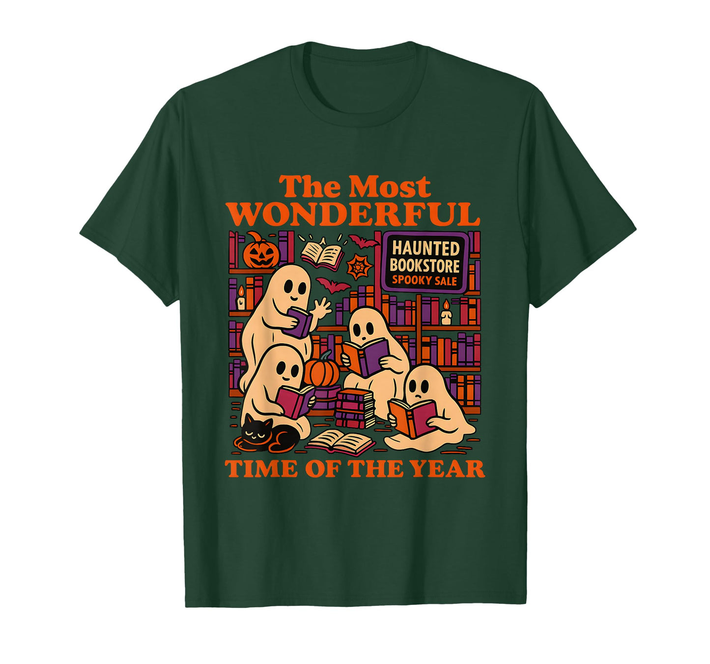 Colorful Ghost Book Club Haunted Bookstore Halloween T-Shirt