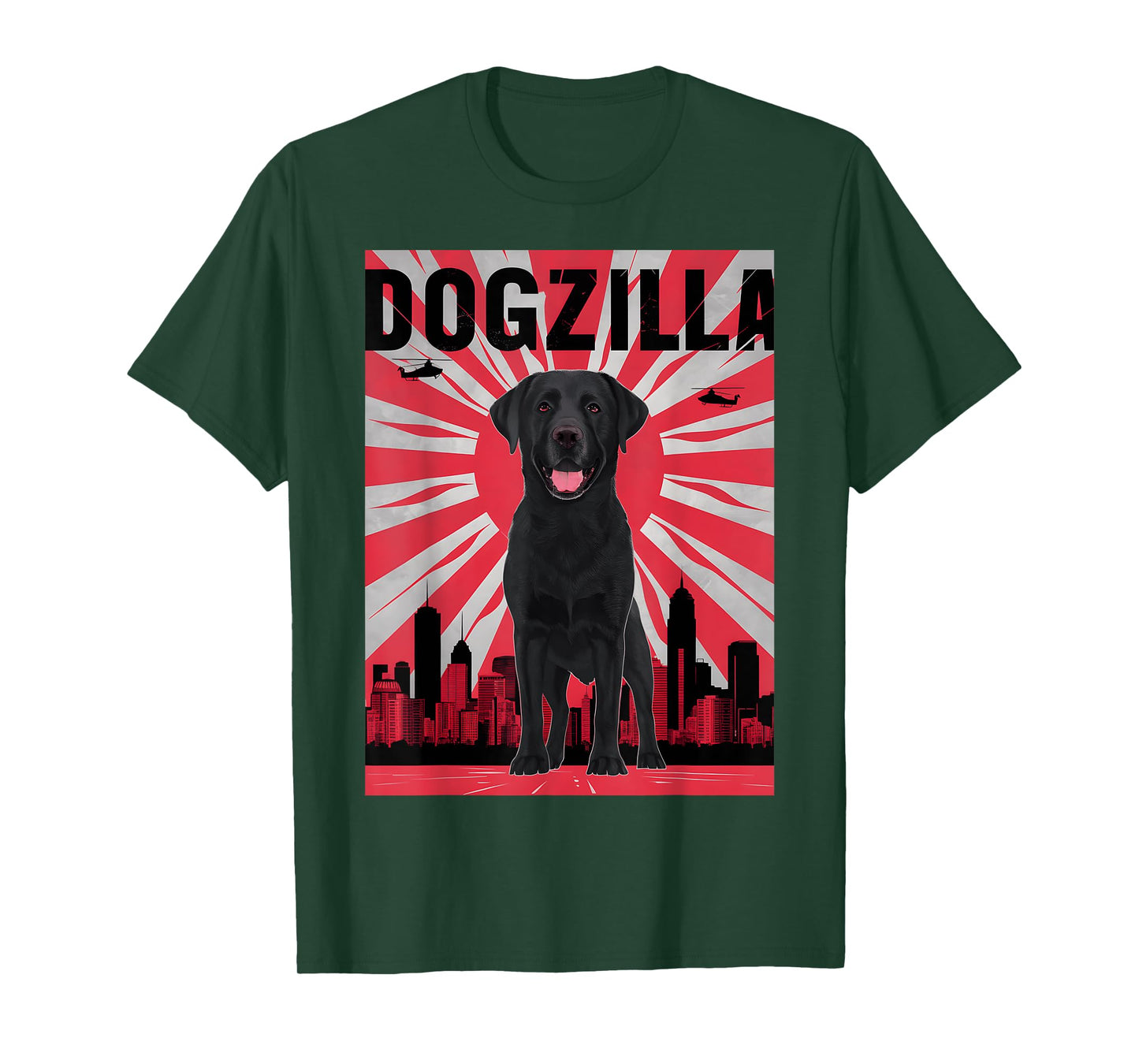 Funny Retro Japanese Dogzilla Black Labrador Retriever T-Shirt