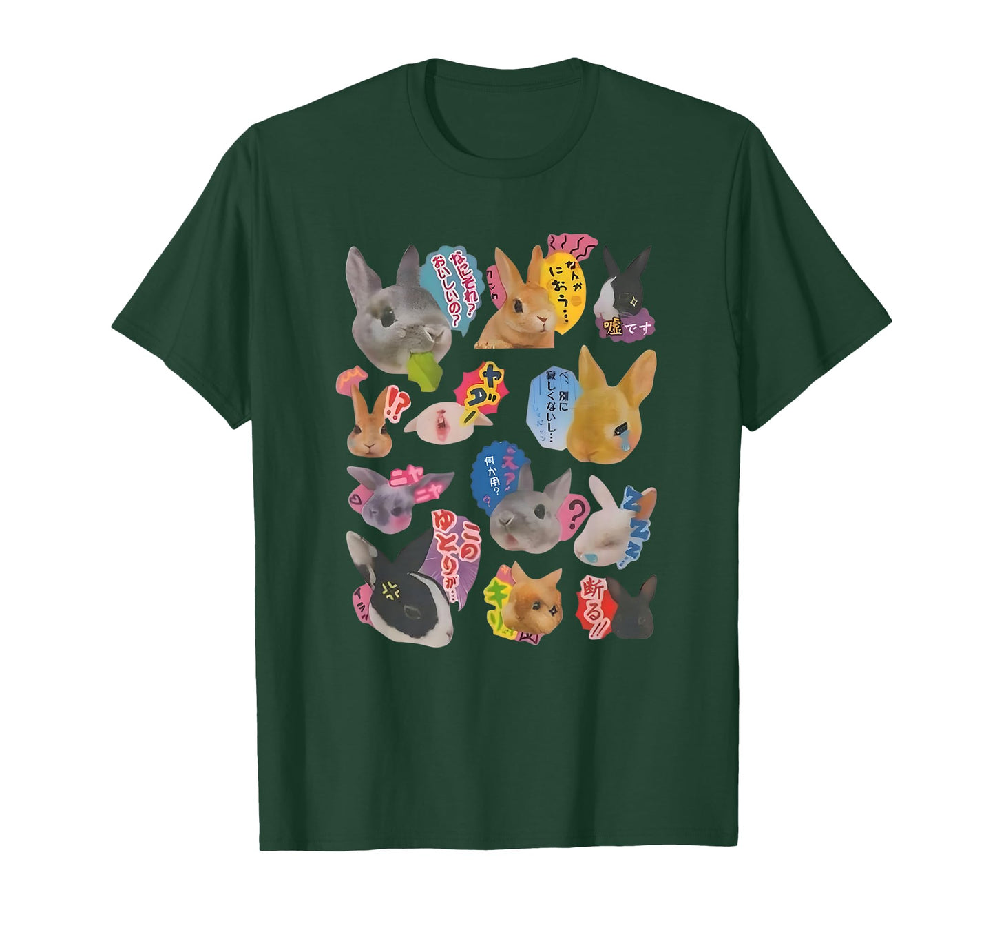 Y2K Bunny 90s Harajuku Japanese Sticker Bunny Meme Design T-Shirt