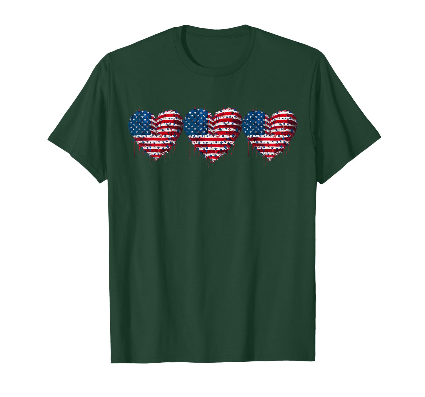 USA Flag Patriotic American Hearts Armed Forces 4th of July T-Shirt