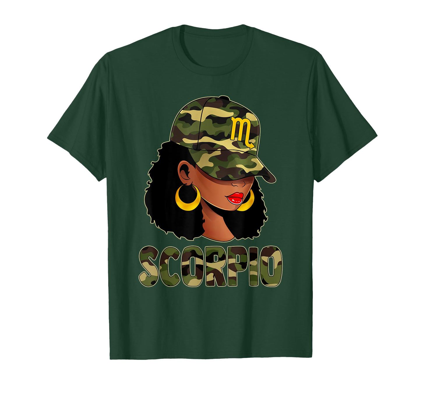 Scorpio Queen Camouflage Black Woman Cap Zodiac Sign T-Shirt