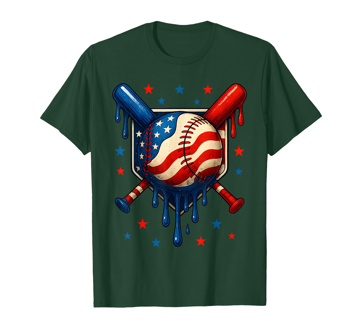 Baseball Home Plate Dripping US Flag, Ice Cream Drip Youth T-Shirt