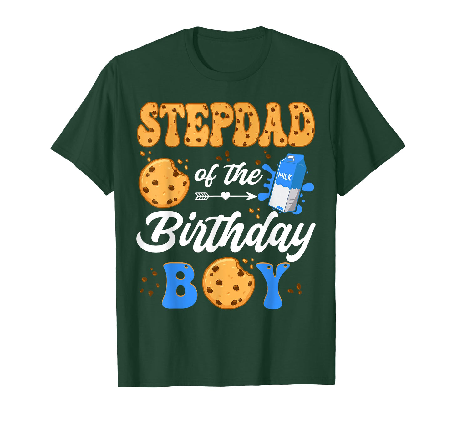 StepDad Of The Birthday Boy Milk And Cookies 1St Birthday T-Shirt