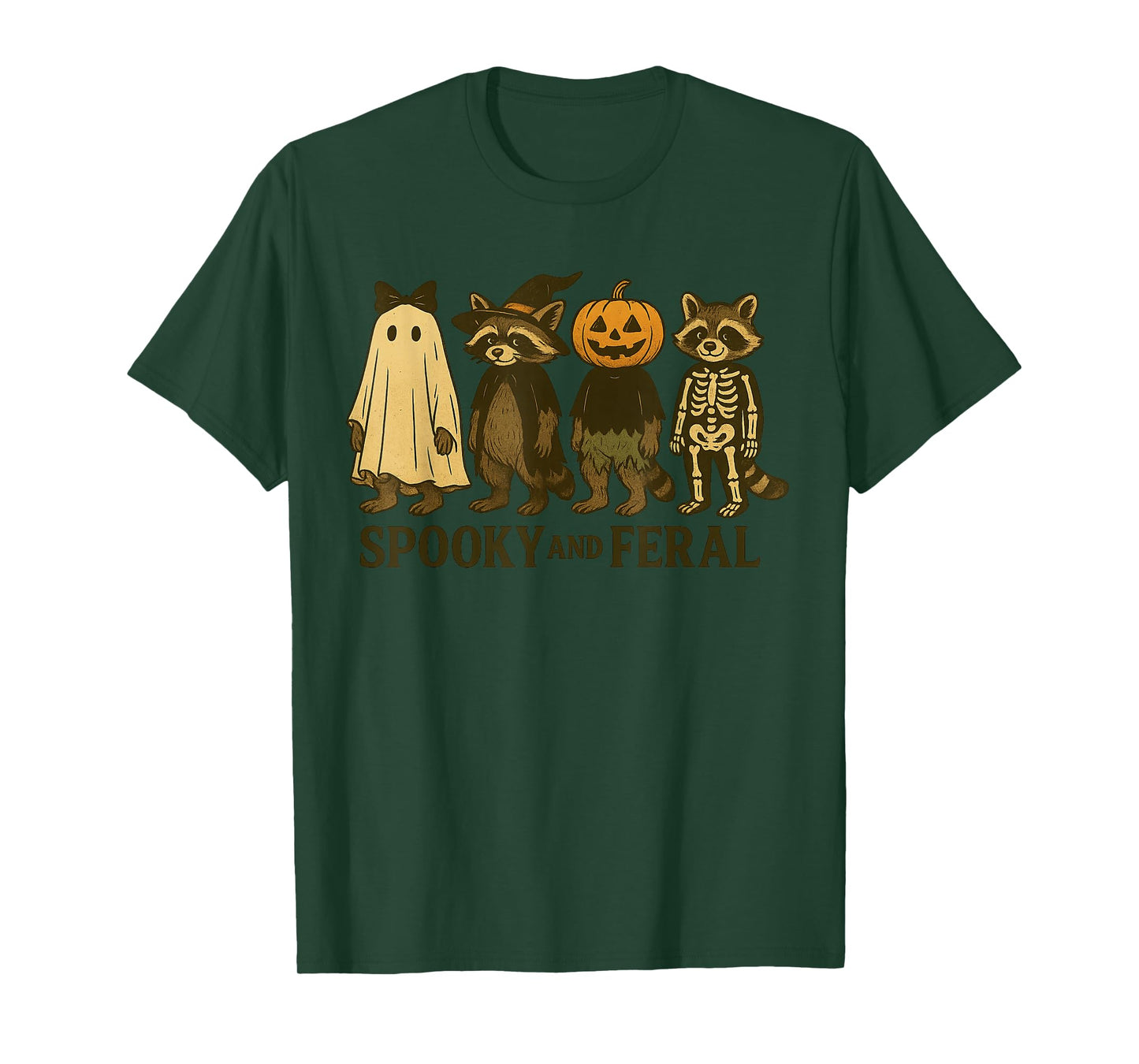 Halloween Raccoon Spooky And Feral Ghost Spooky Season T-Shirt