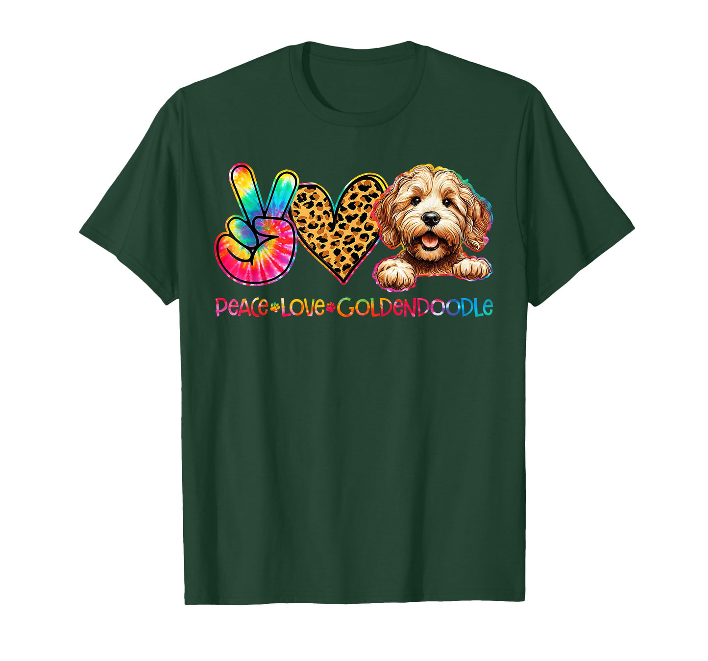 Peace Love Goldendoodle Tie Dye Dog Lover T-Shirt