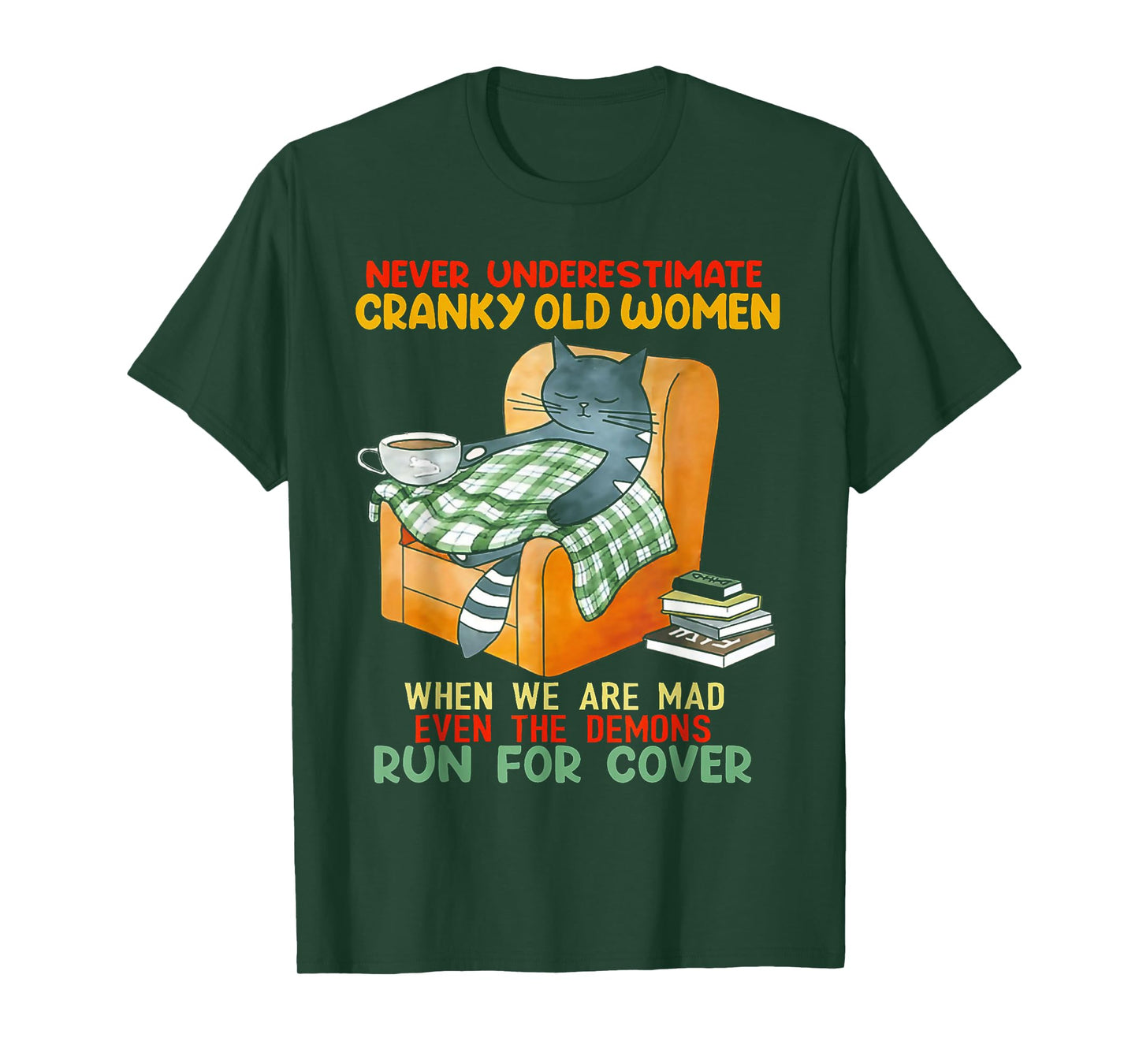 Cat Never Underestimate Cranky Old Women T-Shirt