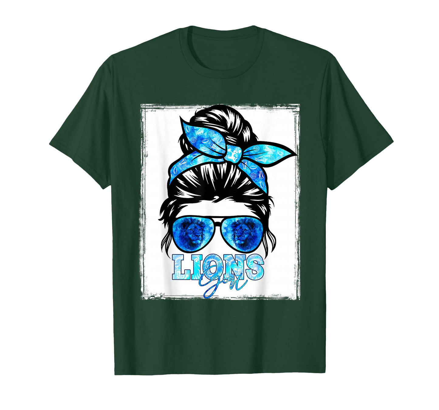 Retro Lion Girl Messy Bun Sports Team Matching Outfit T-Shirt
