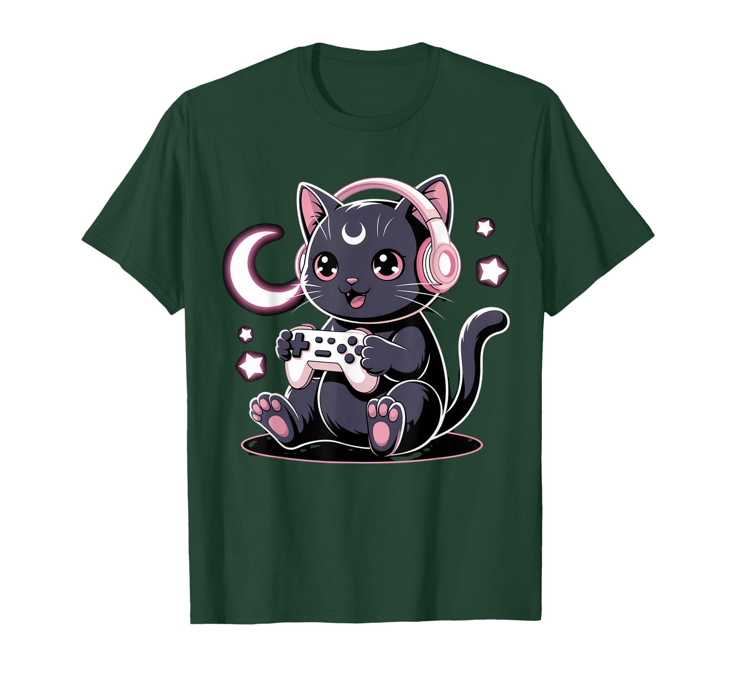 Gamer Black Cat Video Kawaii Goth Girl Clothes Pink Goth T-Shirt
