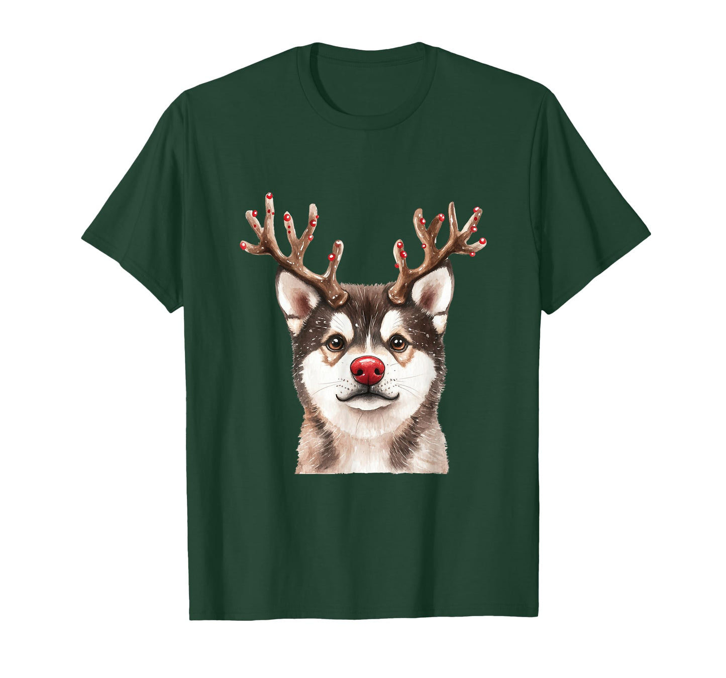 Akita Reindeer Christmas Lights Dog Lover Xmas Pajama T-Shirt