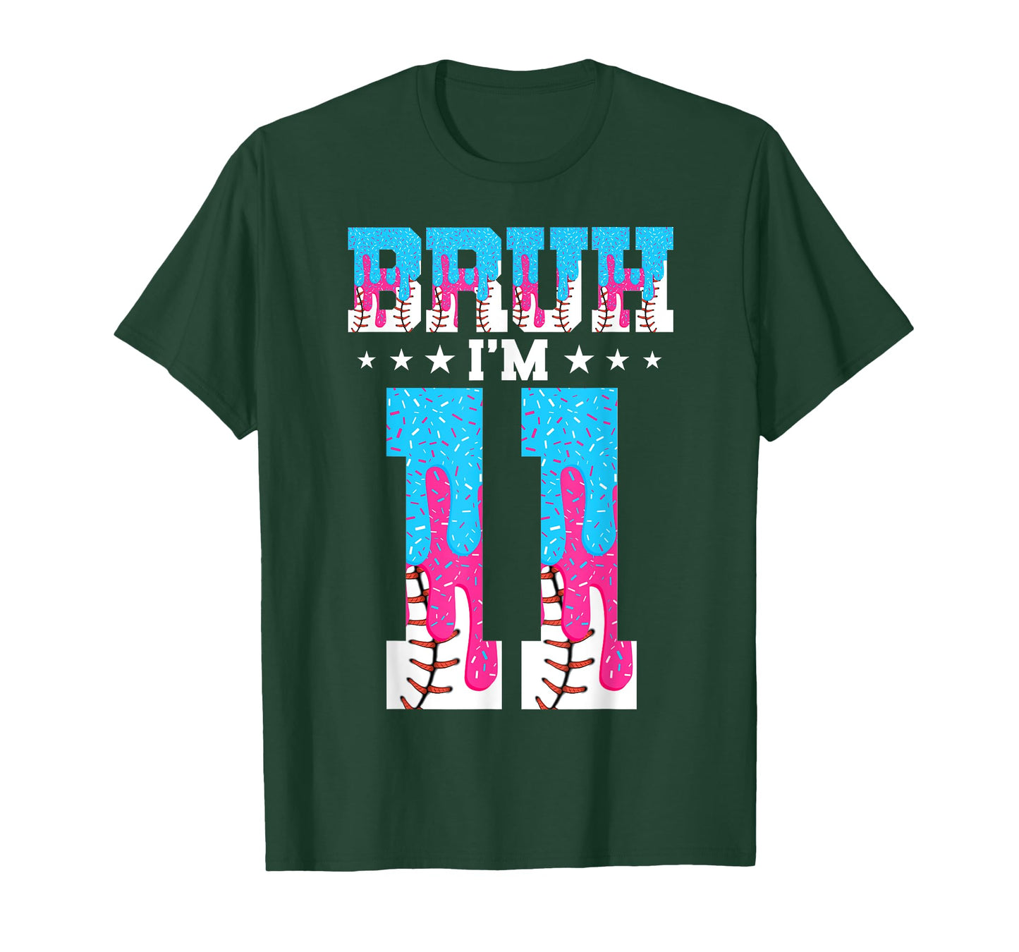 Bruh 11th Birthday Boy Baseball Ice Cream Drip 11 Year Old T-Shirt