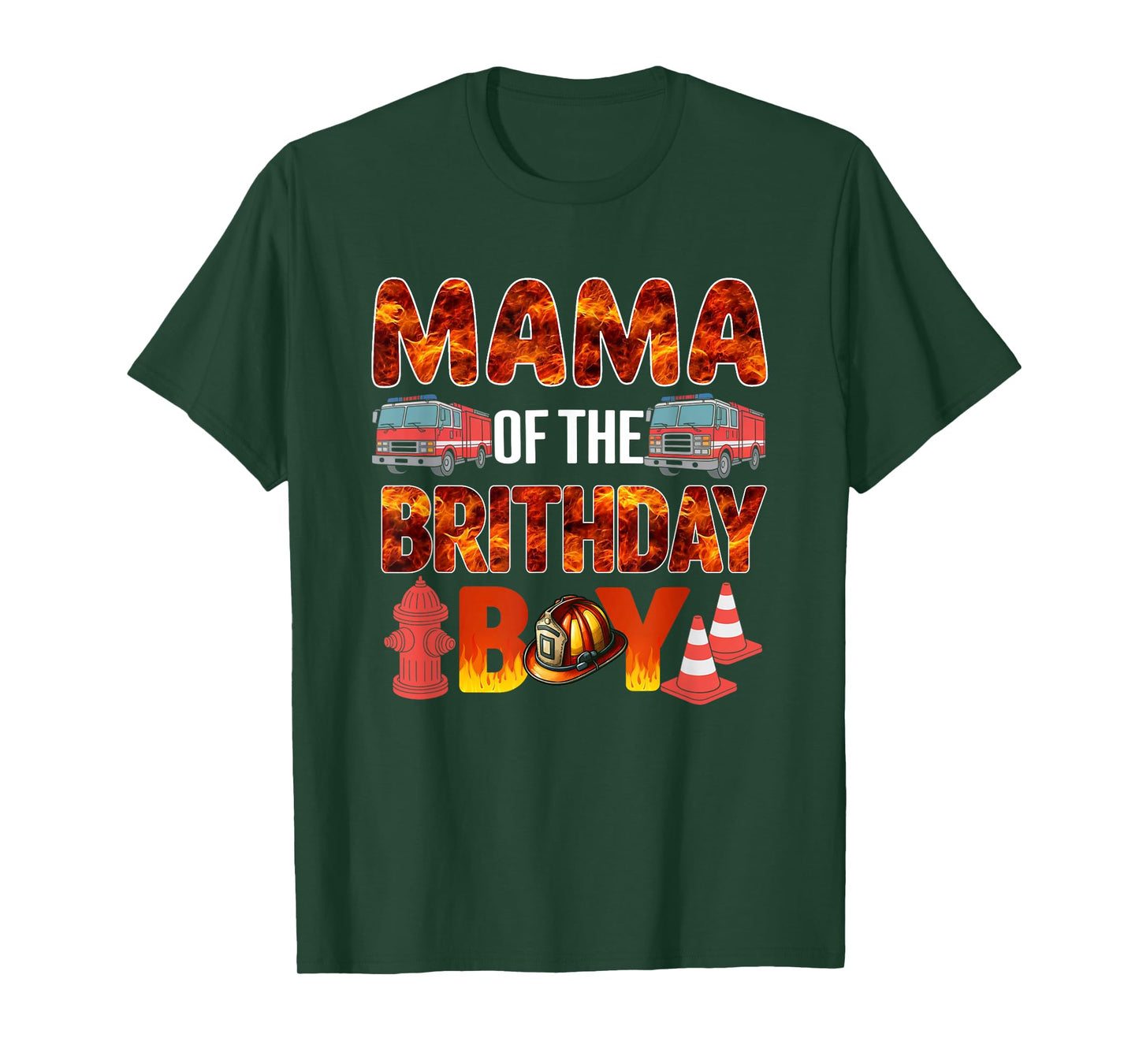 Mama of the Birthday Boy Fire Truck Firefighter Bday T-Shirt