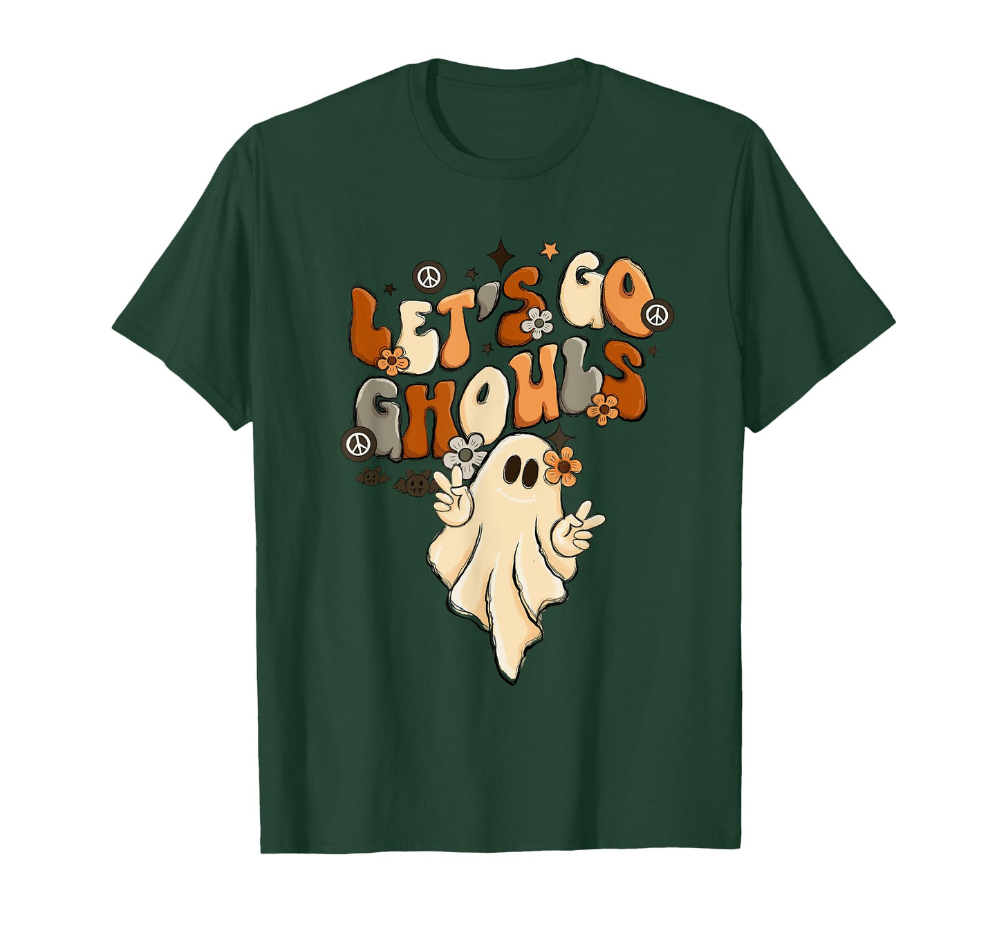 Retro Groovy Let's Go Ghouls Halloween Ghost Outfit Costumes T-Shirt