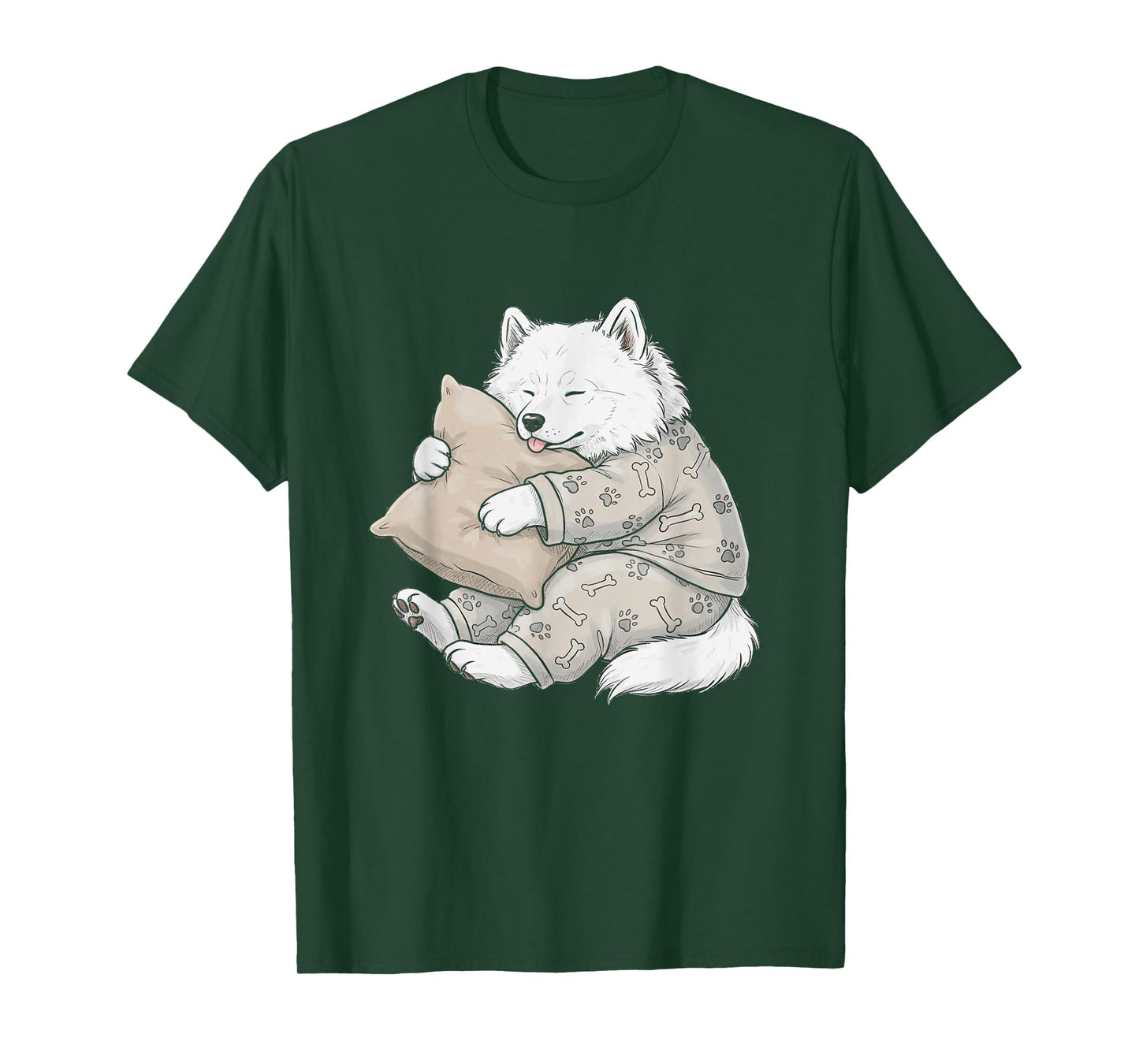 Funny Sleepy Samoyed Pajama Men Women Kids T-Shirt