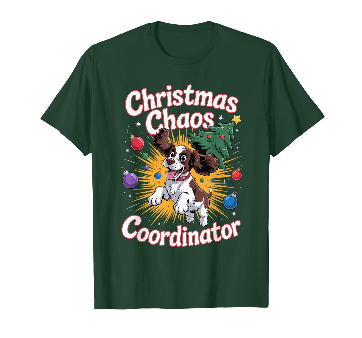Christmas Chaos Coordinator Puppy English Springer Spaniel T-Shirt