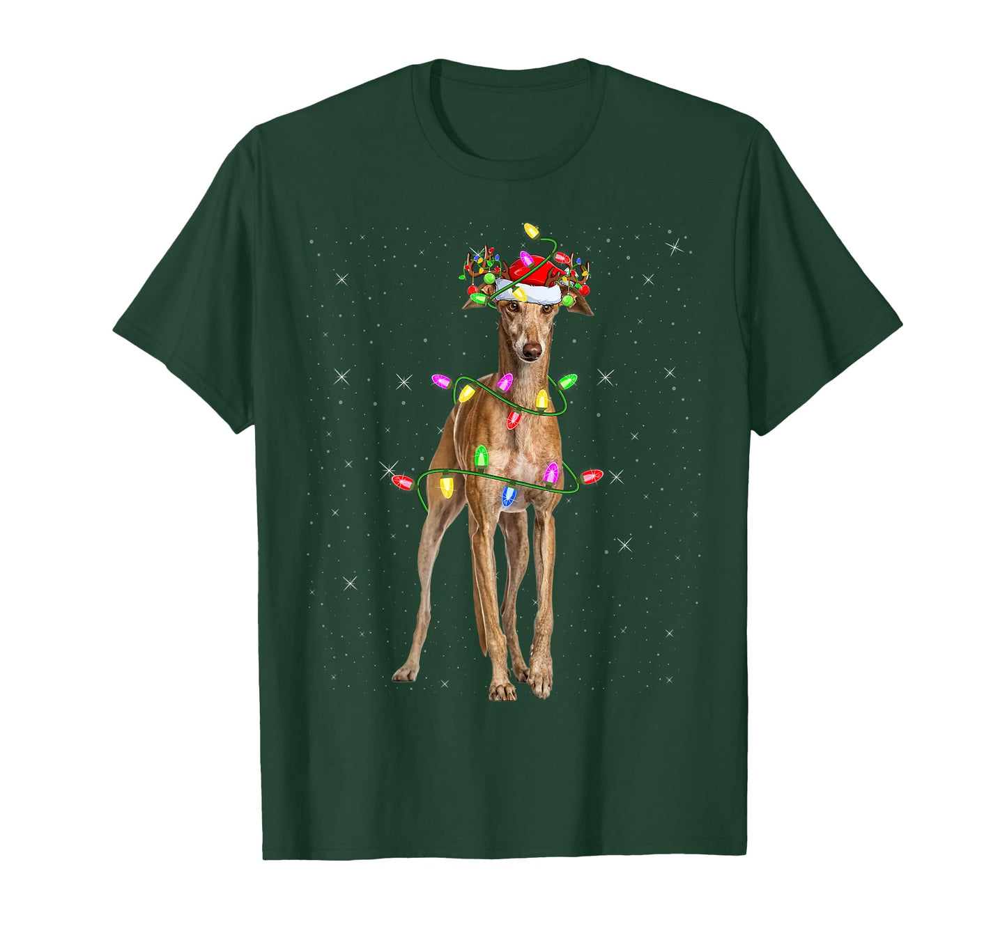 Greyhound Dog Lover Xmas Lighting Santa Greyhound Christmas T-Shirt for Men Women Kids