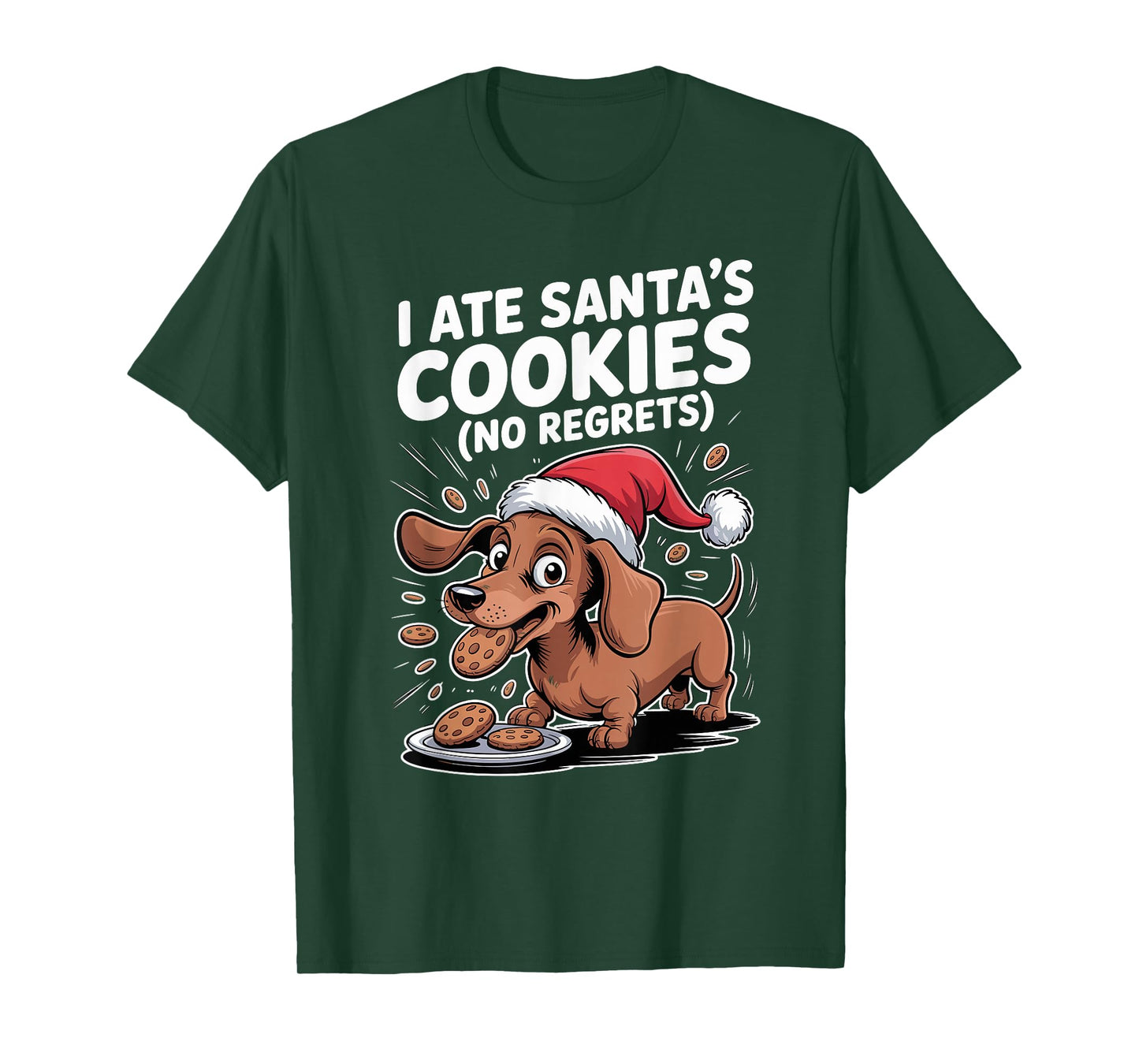 I Ate Santas Cookies Xmas Puppy Funny Christmas Dachshund T-Shirt