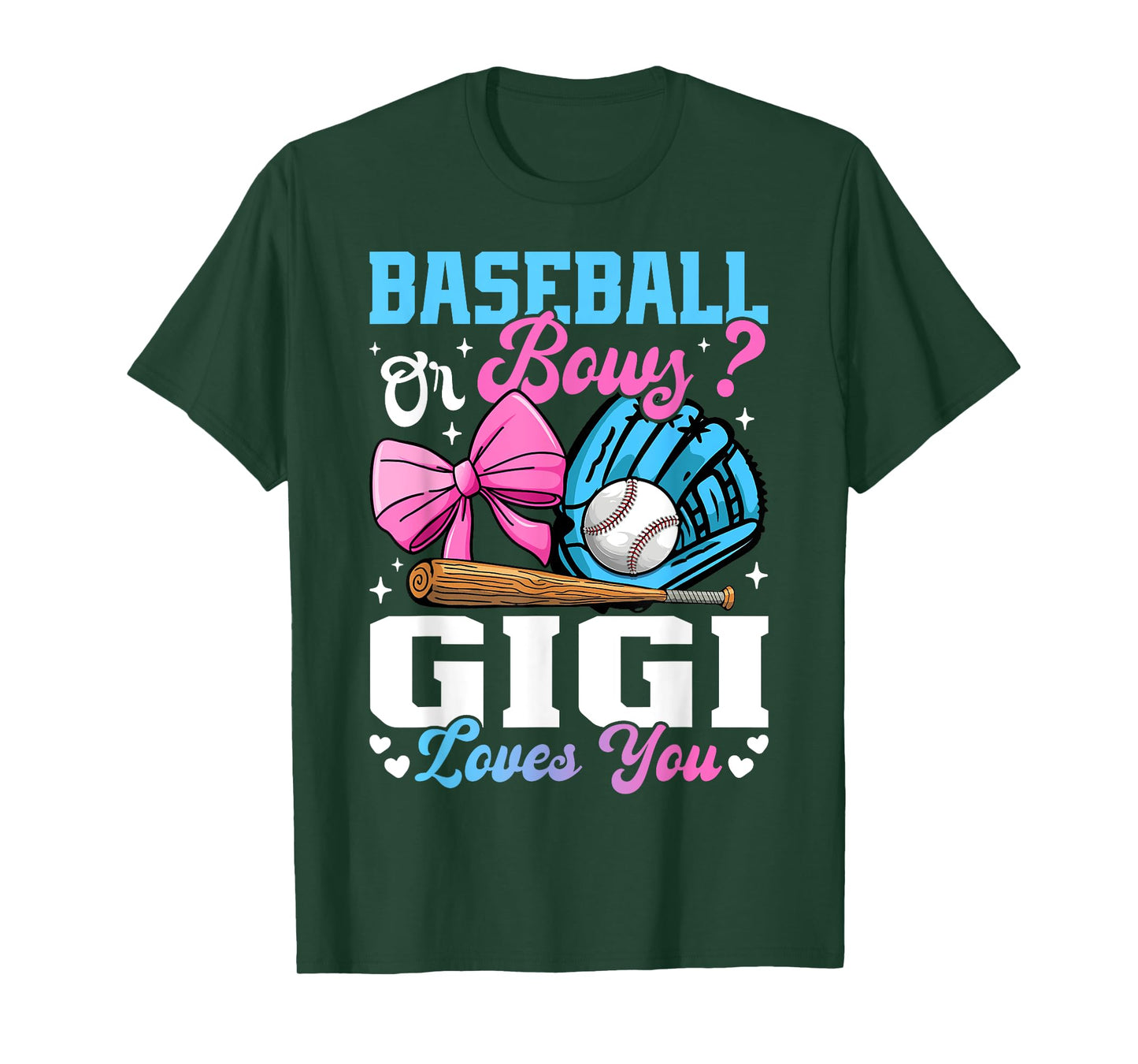 Baseball Or Bows Gigi Loves You Funny Gender Reveal T-Shirt