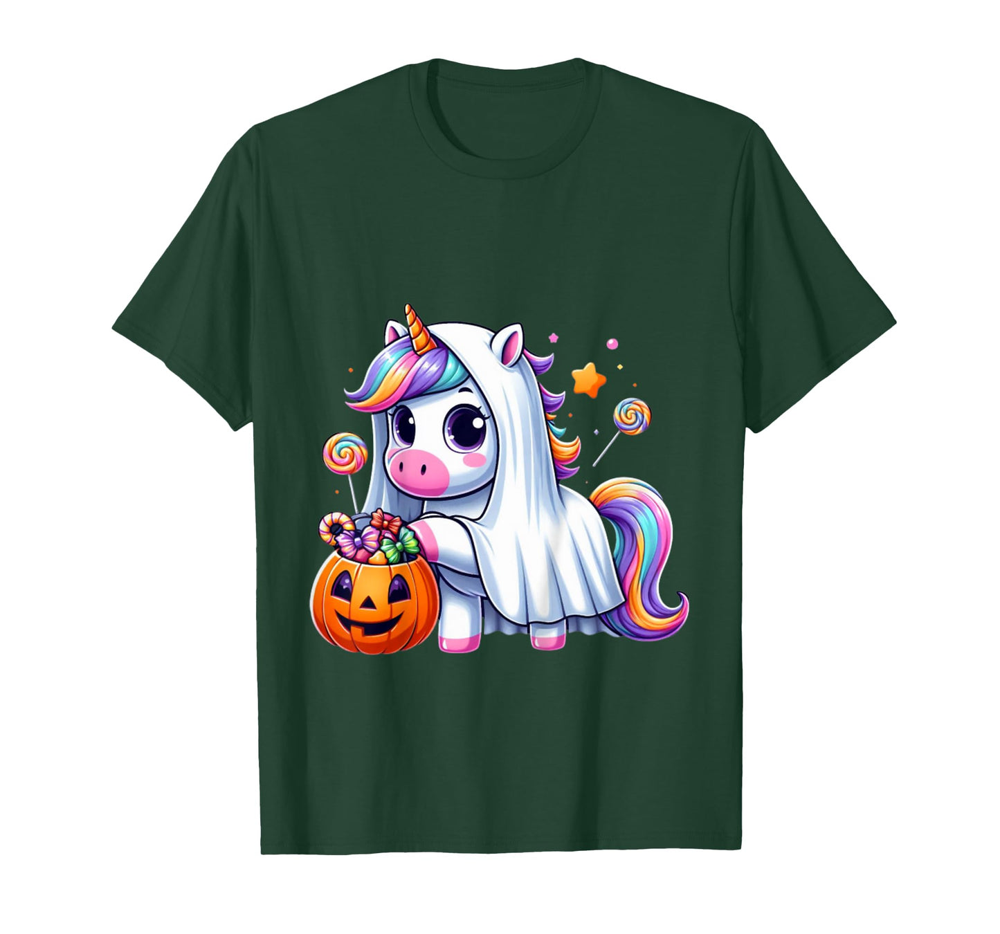 Cute Unicorn Ghost Costume Halloween Candy T-Shirt