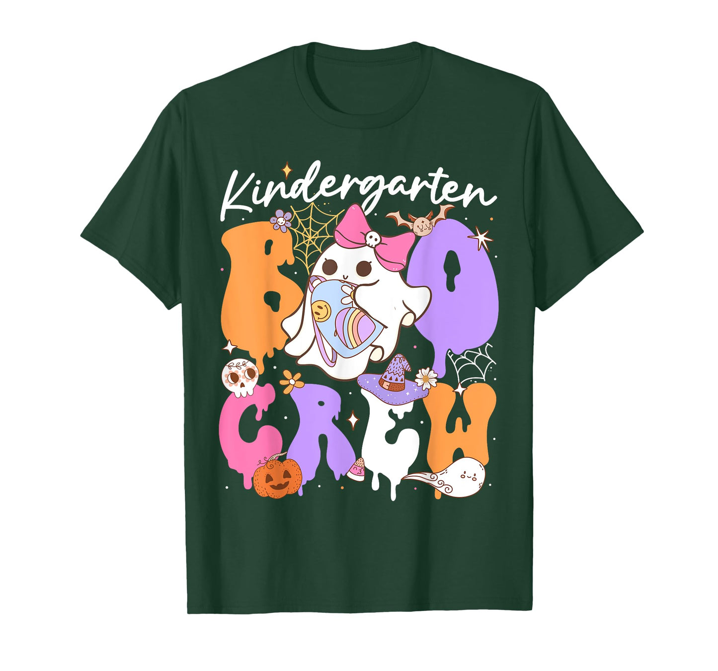 Kindergarten Boo Crew Funny Halloween Teacher Kid T-Shirt