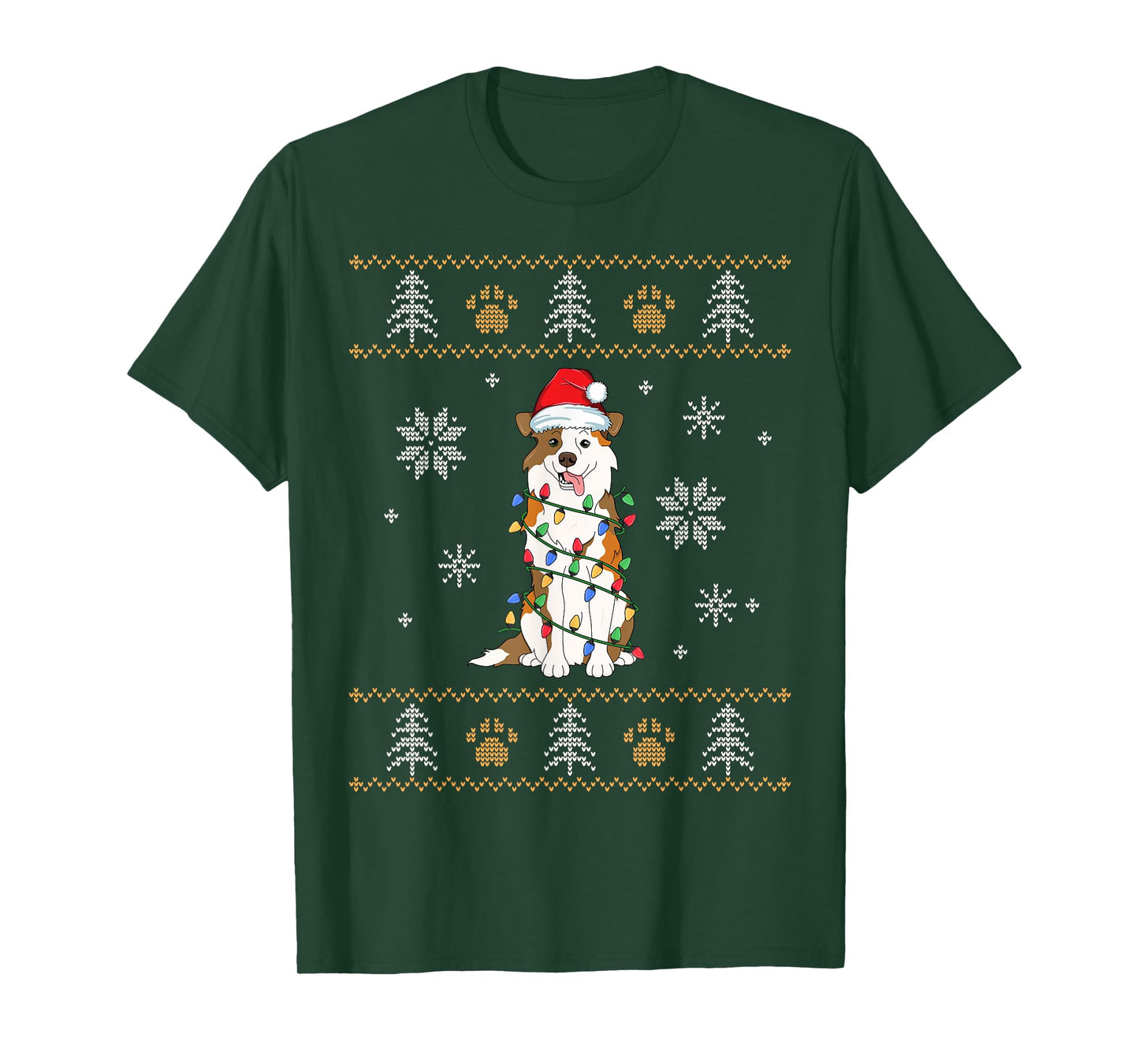 Ugly Christmas Australian Shepherd Family Xmas Aussie Dog Men Women Kids T-Shirt