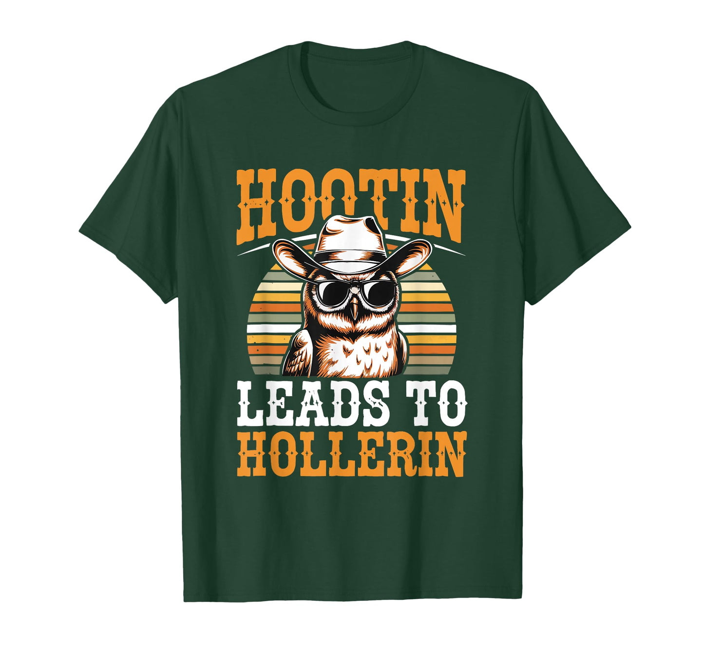 Hootin Leads to Hollerin Owl Cowboy Style Retro Western T-Shirt