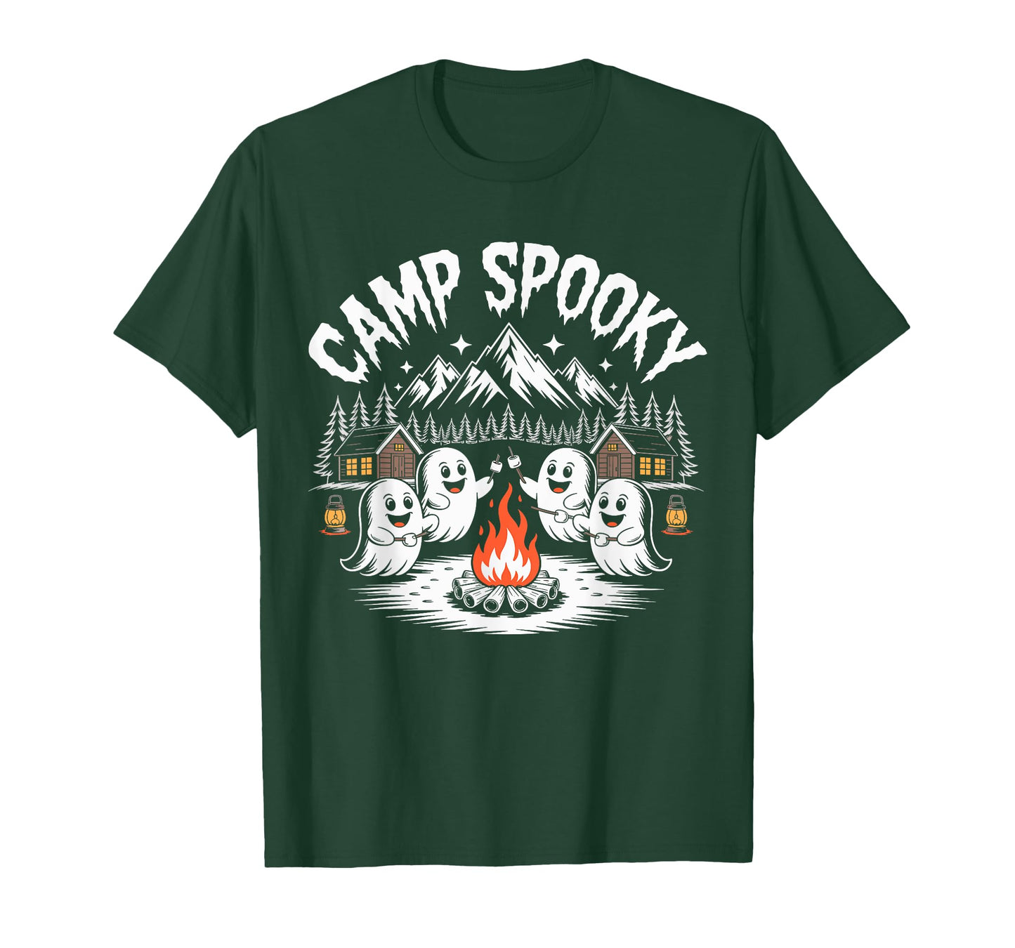 Camp Spooky Halloween Camping Hiking Men Women Kids T-Shirt
