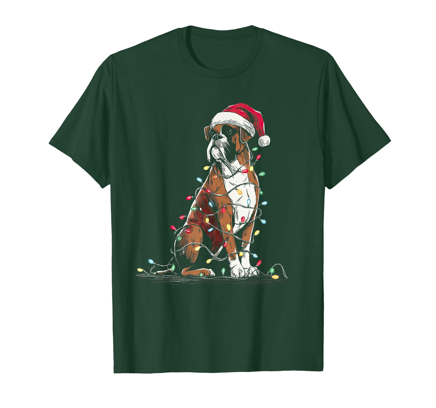Funny Boxer Christmas Graphics Dog Lights Lover T-Shirt