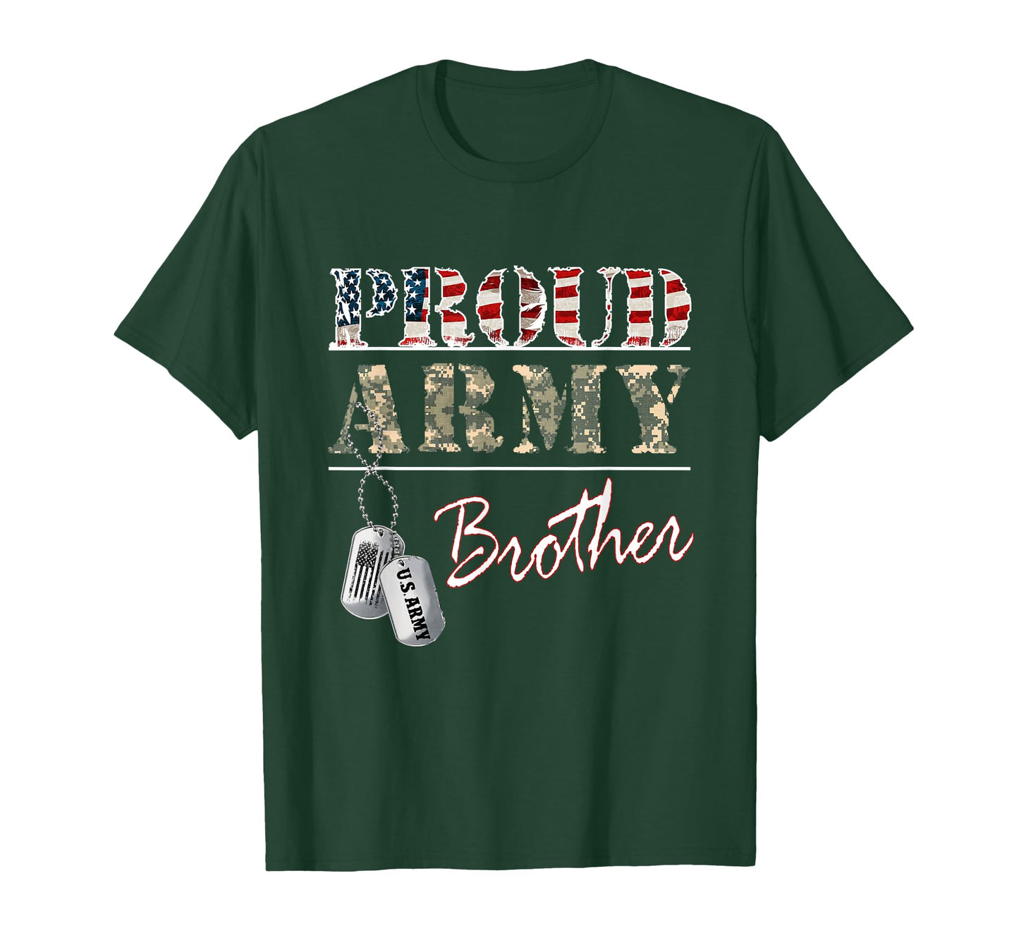Proud Army Brother American Flag Veteran Military T-Shirt