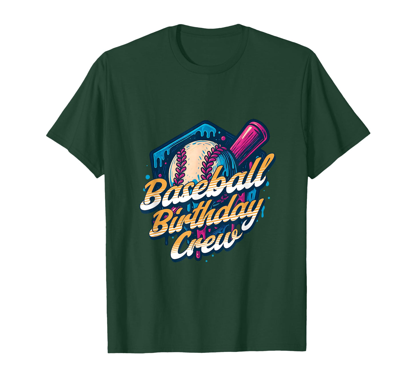Baseball Birthday Crew Kids Baseball Drip Ice Cream Family T-Shirt