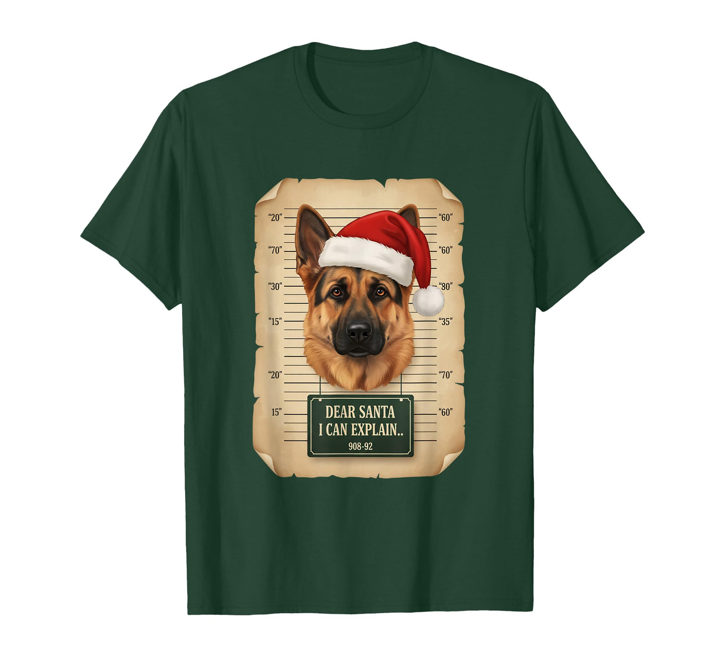 Dog Christmas Mugshot, Funny German Shepherd 'Dear Santa T-Shirt