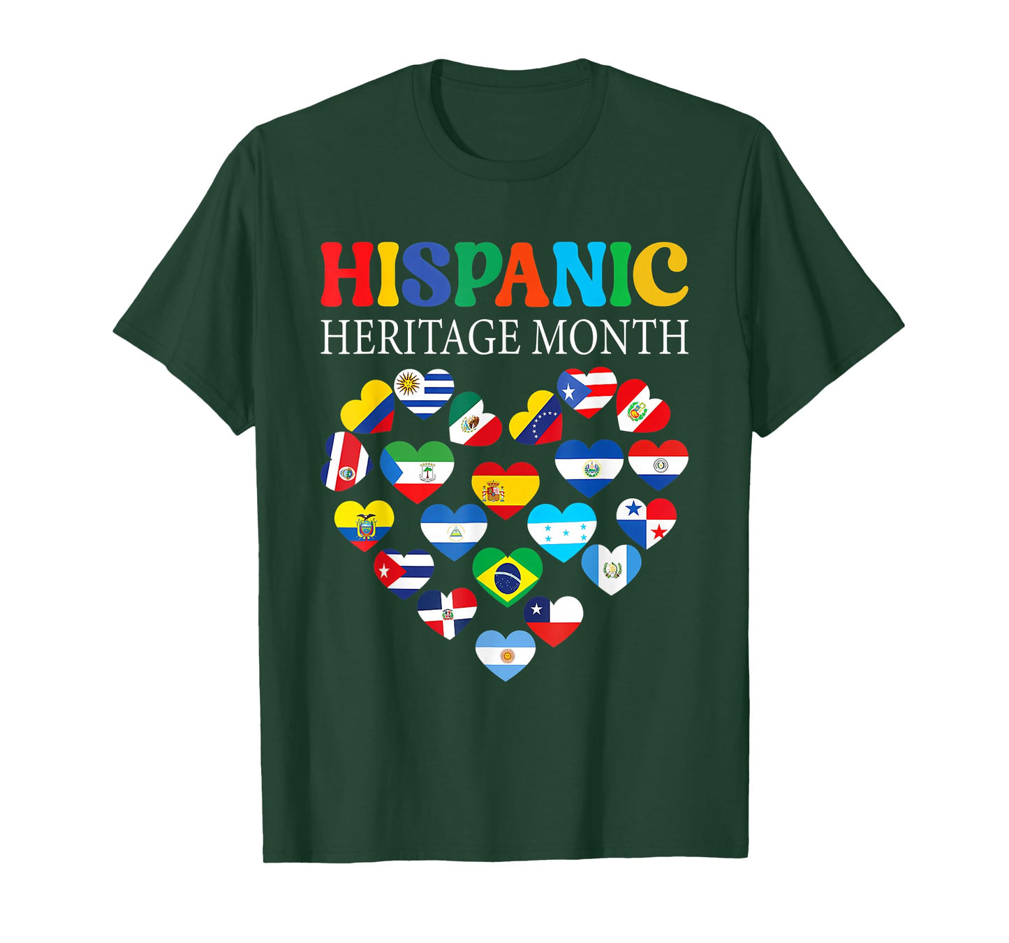 National Hispanic Heritage Month All Countries Flags Heart T-Shirt