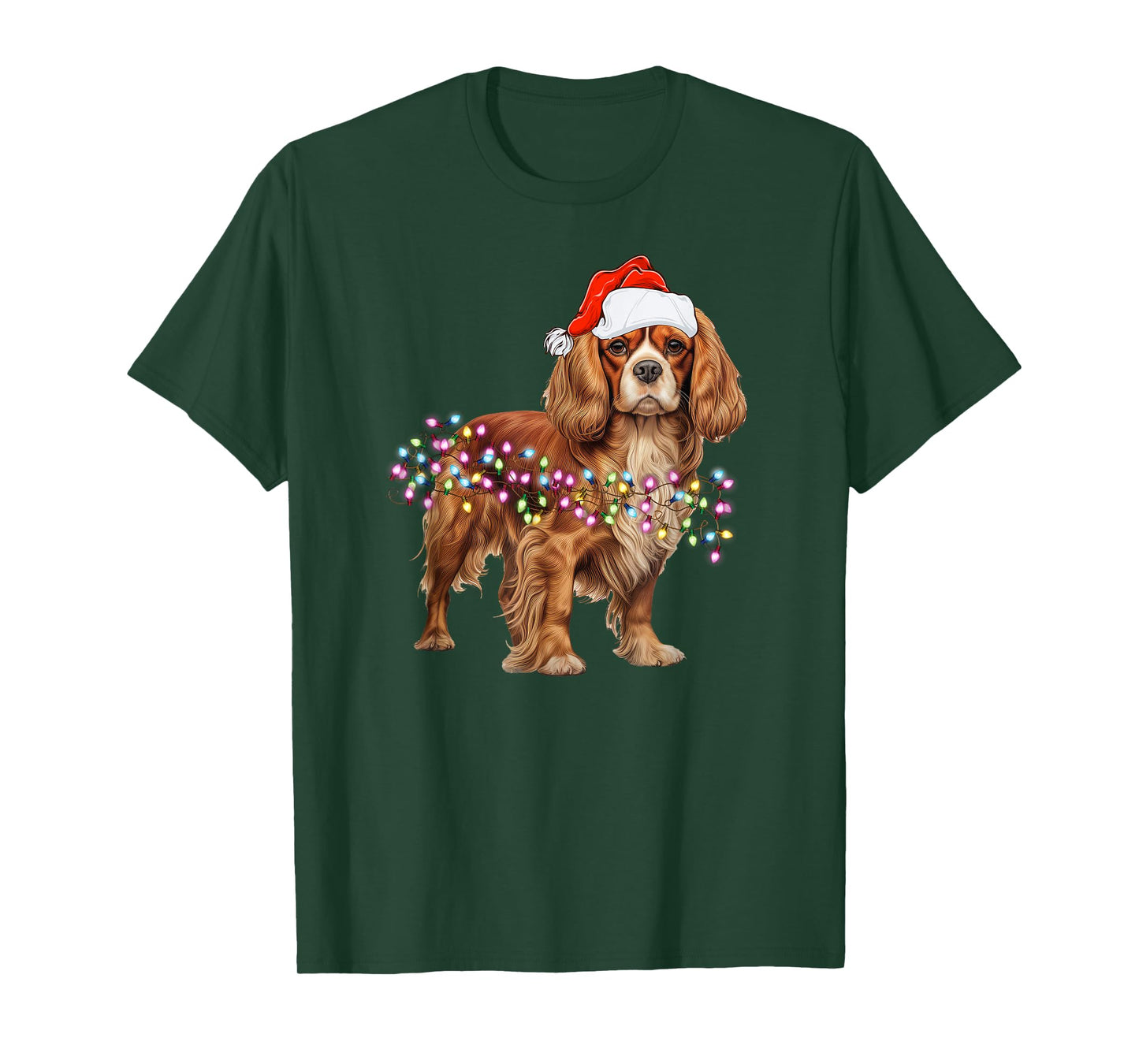 Christmas Lights Cavalier King Charles Spaniel dog Cute T-Shirt